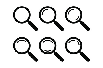 Search icon. Magnifying glass icon, vector magnifier or loupe sign.