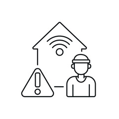 Online alerts from thieves linear icon. Smart house. Thin line customizable illustration. Contour symbol. Vector isolated outline drawing. Editable stroke