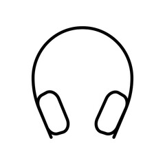Simple minimalistic headphones, earphones thin black line icon. Trendy flat style isolated symbol, used for: illustration, outline, logo, mobile, app, emblem, design, web, site, ui, ux. Vector EPS 10