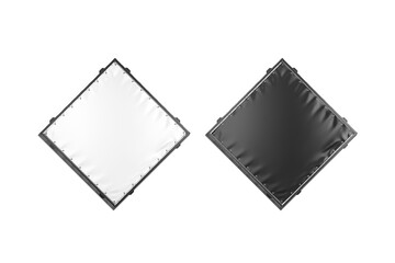 Blank black and white rhombus stretching banner mockup set, isolated