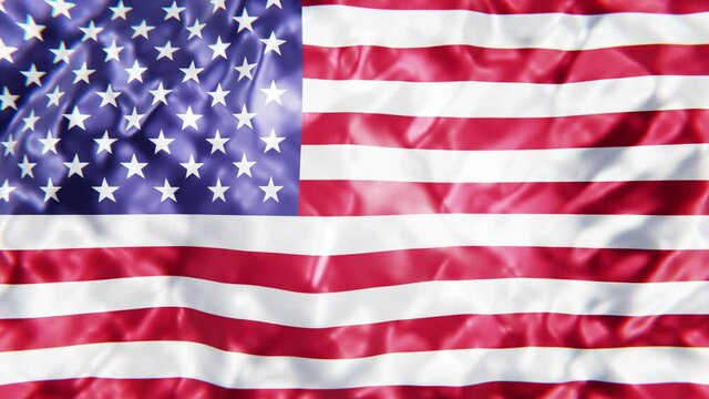 Realistic looping slow motion 3D animation of the textured national flag of the United States of America rendered in UHD