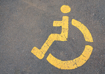 Disabled symbol painted on the street