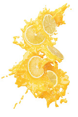 lemons with juice splash isolated on a white background