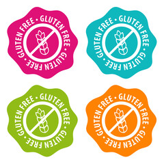 gluten free badges on white background.