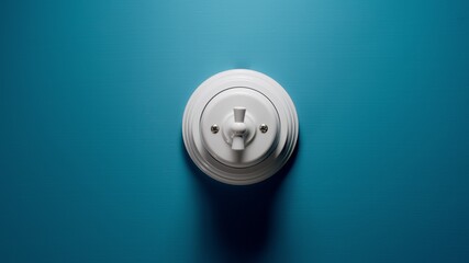 White Toggle Switch On The Blue Wall