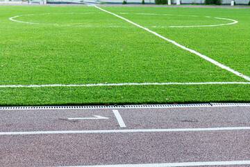 Running track with number 1 at the city stadium. Colorful background for sport.