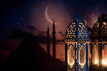 Ramadan Kareem greeting photo of beautiful Arabic lantern for the Islamic Holy Month