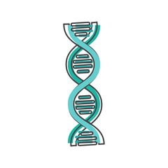 Vector icons of human DNA helix on cartoon style on white isolated background.