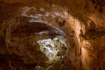 The Frasassi caves (Grotte di Frasassi), a huge karst cave system. Marche, Italy