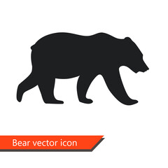 Vector bear icon isolated on transparent background.