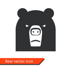 Cute bear head vector icon isolated on white background
