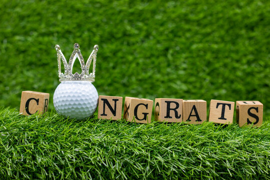 Golf Graduation with congrats word on green grass