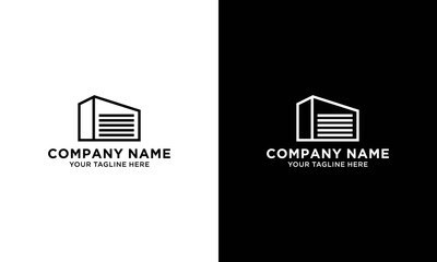 Modern black logo design with gradient, house with car garage.