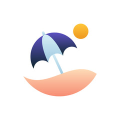 Beach Umbrella Vector Flat Gradient Style Icon. EPS 10 File Hotel and Services Symbol