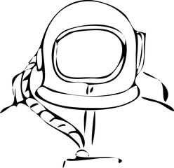 Astronaut in a helmet. Vector hand style graphics isolated at white