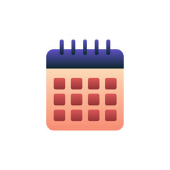 Calendar Vector Flat Gradient Style Icon. EPS 10 File Hotel and Services Symbol