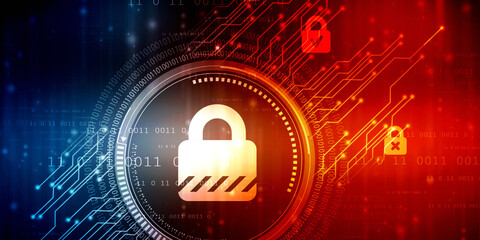 2d illustration Safety concept: Closed Padlock on digital background
