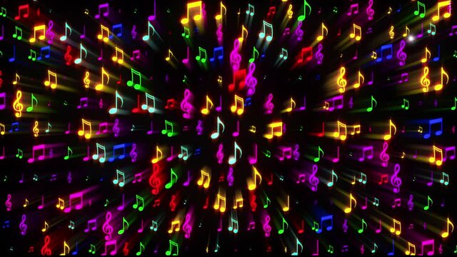 Music Notes Colorful Background Looped Video