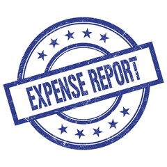 EXPENSE REPORT text written on blue vintage round stamp.