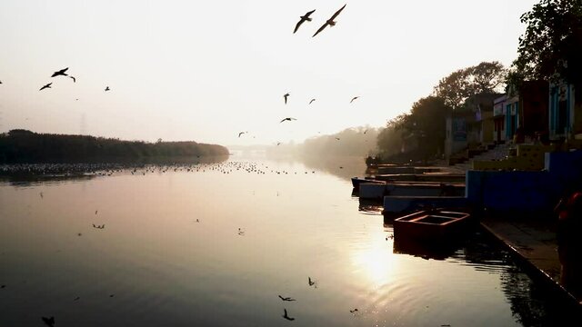 landscape view of yamuna ghat ,delhi,india.