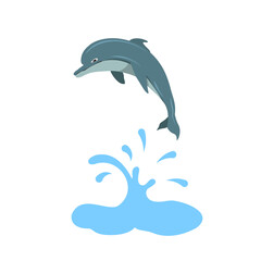 Happy Jumping Dolphin. vector Illustration on a white background