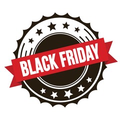 BLACK FRIDAY text on red brown ribbon stamp.