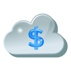 
Dollar with cloud, flat icon of cloud money

