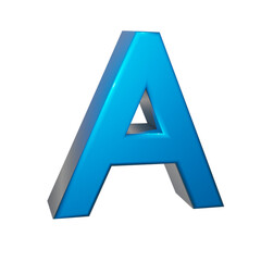 3d image letter A in blue color