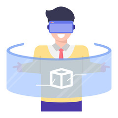
An augmented reality or virtual reality flat concept icon

