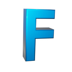3d image letter F in blue color