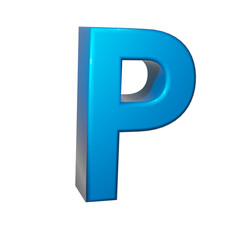 3D image letter P in blue color