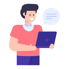 
A student chat concept icon, student doing mobile study

