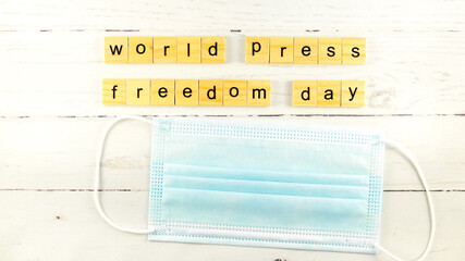 World Press Freedom Day.words from wooden cubes with letters