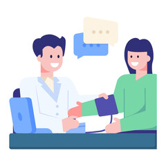 
Download these flat character icon of talk with patient

