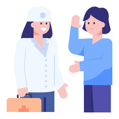 Fototapeta premium Doctor with assistant having discussion, flat concept icon