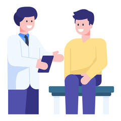 
Doctor with assistant having discussion, flat concept icon 

