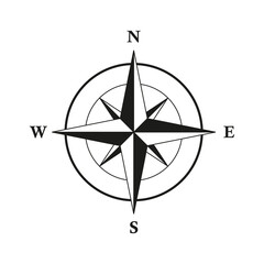 basic compass wind rose isolated on white background