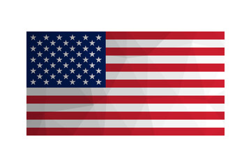 Vector isolated illustration. National American (US) flag with Stars and Stripes. Official symbol of USA - Old Glory. Creative design in low poly style with triangular shapes. Gradient effect.