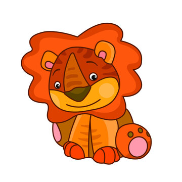 Funny animals. Vector image of cartoon characters,  lion.
