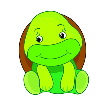 Funny animals. Vector image of cartoon characters, turtle.