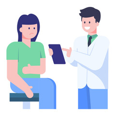 
Doctor with assistant having discussion, flat concept icon 


