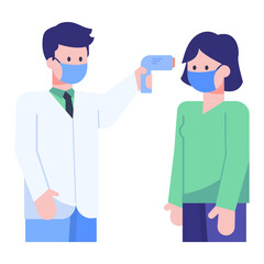 
Doctor with assistant having discussion, flat concept icon 

