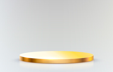 Golden stage podium with lighting, Stage Podium Scene with for Award Ceremony on grey Background. Vector