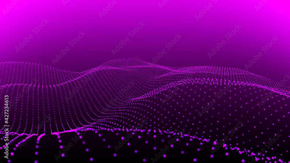 Poster Big data visualization. Abstract  wave. Digital background.  3d rendering.
