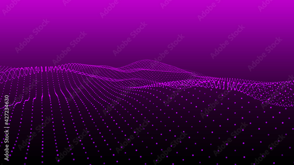 Poster big data visualization. abstract wave. digital background. 3d rendering.