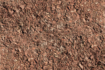 Ground covered with a layer of wood chips