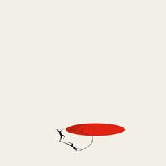 Business overcome obstacle vector concept. Man jumps over hole. Symbol of challenge, solution. Minimal illustration.