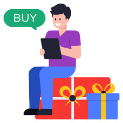 Obraz premium A shopping man flat icon with premium download