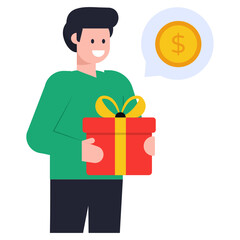 
A shopping man flat icon with premium download

