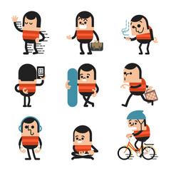 Set of human character poses, Happy business man characters poses, Vector illustrator